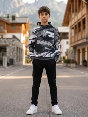 Hanorac funcțional premium pentru copii ALTISPORT VOJ/ALK014MI01 NEGRU/GRI