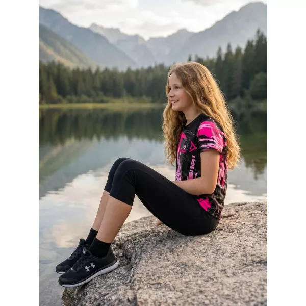  Tricou funcțional premium pentru copii ALTISPORT VOJ/ALK010TR01 NEGRU/ROZ DESCHIS 