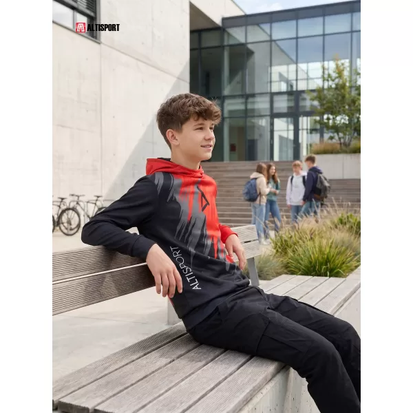  Hanorac funcțional premium pentru copii ALTISPORT VOJ/ALK006MI01 NEGRU/ROSU 