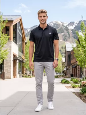Tricou funcțional pentru bărbați cu guler premium ALTISPORT VOJ/ALM000TR05 NEGRU