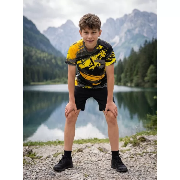  Tricou funcțional premium pentru copii ALTISPORT VOJ/ALK014TR01 NEGRU SI GALBEN 