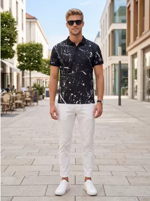 Tricou funcțional pentru bărbați cu guler premium ALTISPORT VOJ/ALM034TR05 NEGRU