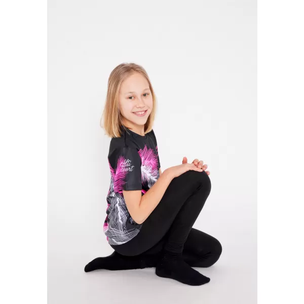  Tricou funcțional premium pentru copii ALTISPORT VOJ/ALK001TR01 NEGRU/ROZ 