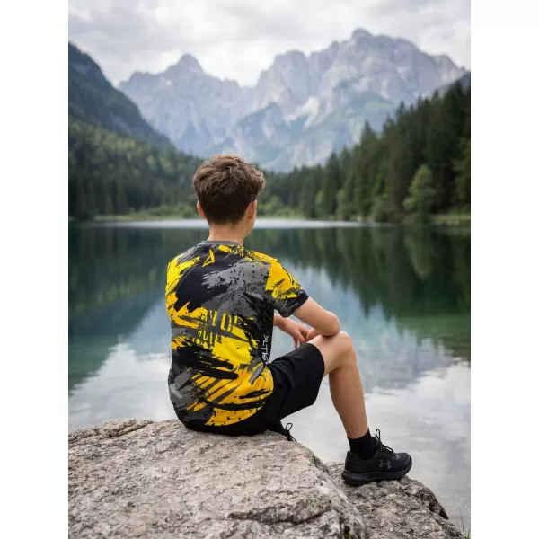  Tricou funcțional premium pentru copii ALTISPORT VOJ/ALK014TR01 NEGRU SI GALBEN 