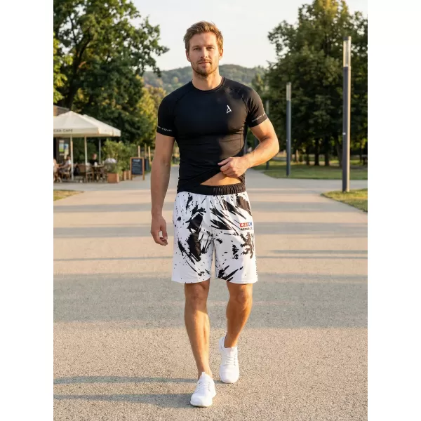  Pantaloni scurți funcționali premium pentru bărbați, fără buzunare ALTISPORT VOJ/ALM036KRA02 ABSTRACTIZARE 