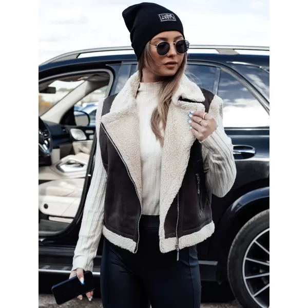  Vestă DSTREET WOOLZIP TY4746 ČERNÁ/KARAMELOVÁ NEGRU/MARO 