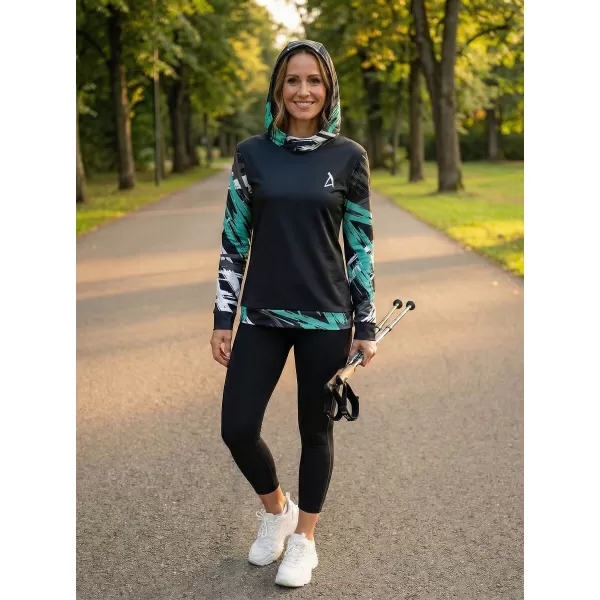  Hanorac funcțional premium pentru femei ALTISPORT VOJ/ALW039MI01 NEGRU/TURCOAZ 