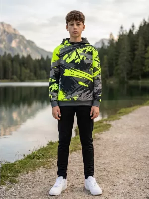 Hanorac funcțional premium pentru copii ALTISPORT VOJ/ALK014MI01 NEGRU/VERDE