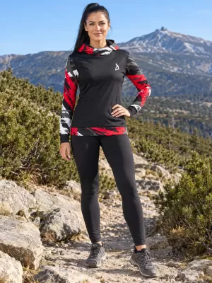 Hanorac funcțional premium pentru femei ALTISPORT VOJ/ALW039MI01 NEGRU/ROSU