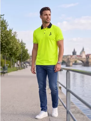 Tricou funcțional pentru bărbați cu guler premium ALTISPORT VOJ/ALM000TR05 GALBEN NEON