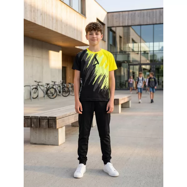  Tricou funcțional premium pentru copii ALTISPORT VOJ/ALK006TR01 NEGRU SI GALBEN 
