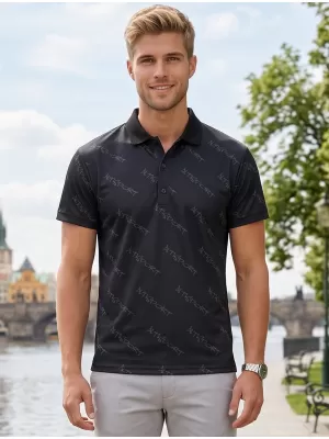 Tricou funcțional pentru bărbați cu guler premium ALTISPORT VOJ/ALM050TR05 NEGRU