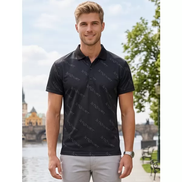  Tricou funcțional pentru bărbați cu guler premium ALTISPORT VOJ/ALM050TR05 NEGRU 