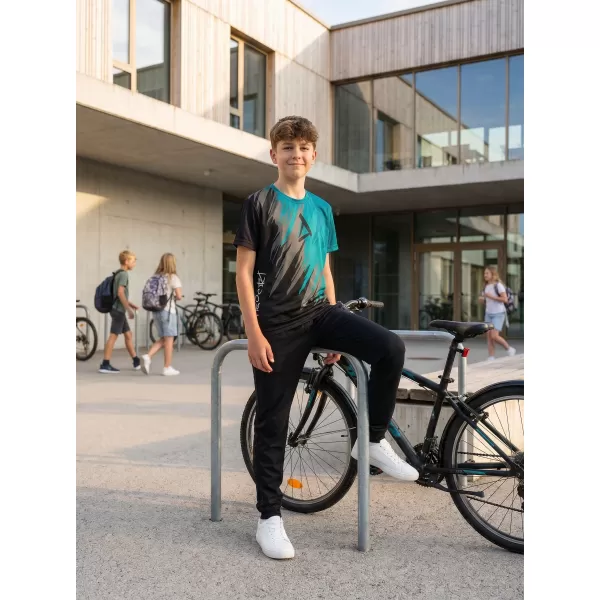 Tricou funcțional premium pentru copii ALTISPORT VOJ/ALK006TR01 NEGRU/KEROSEN 