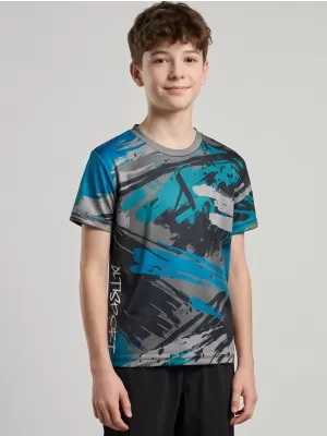 Tricou funcțional premium pentru copii ALTISPORT VOJ/ALK014TR01 NEGRU/KEROSEN
