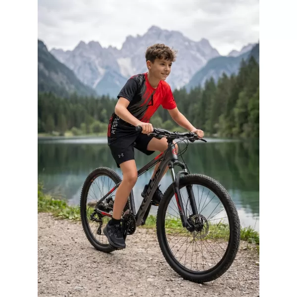  Tricou funcțional premium pentru copii ALTISPORT VOJ/ALK006TR01 NEGRU/ROSU 
