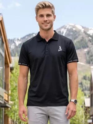 Tricou funcțional pentru bărbați cu guler premium ALTISPORT VOJ/ALM000TR05 NEGRU