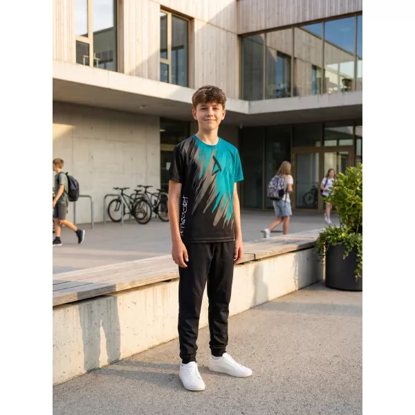  Tricou funcțional premium pentru copii ALTISPORT VOJ/ALK006TR01 NEGRU/KEROSEN 