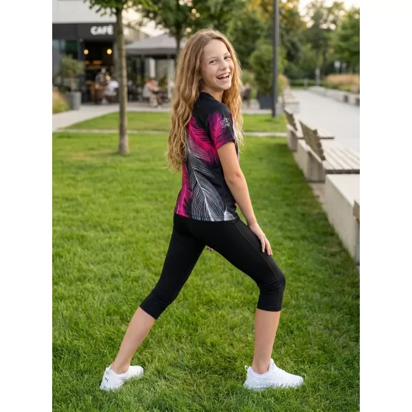  Tricou funcțional premium pentru copii ALTISPORT VOJ/ALK001TR01 NEGRU/ROZ 