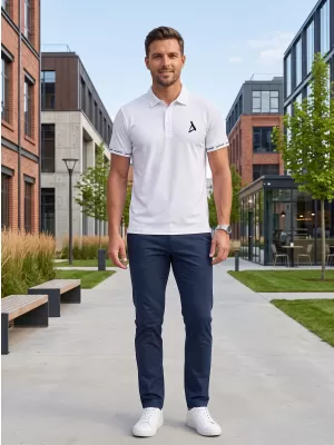 Tricou funcțional pentru bărbați cu guler premium ALTISPORT VOJ/ALM000TR05 ALB