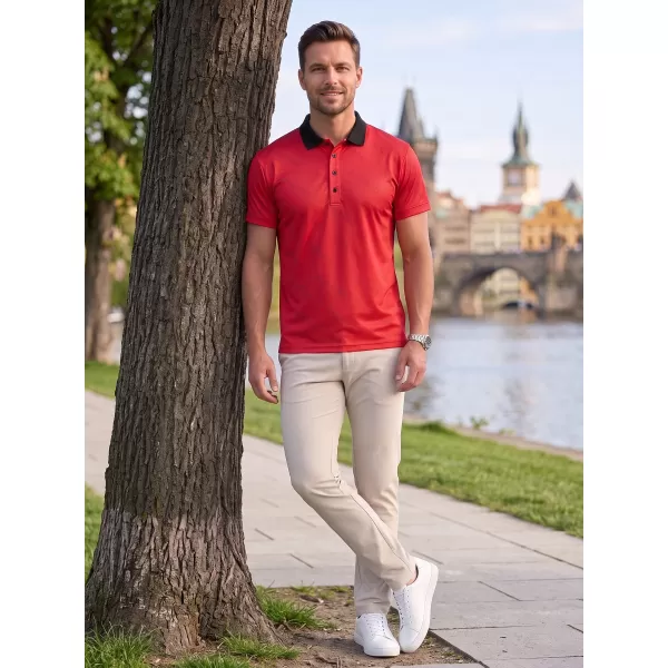  Tricou funcțional pentru bărbați cu guler premium ALTISPORT VOJ/ALM050TR05 ROŞU 