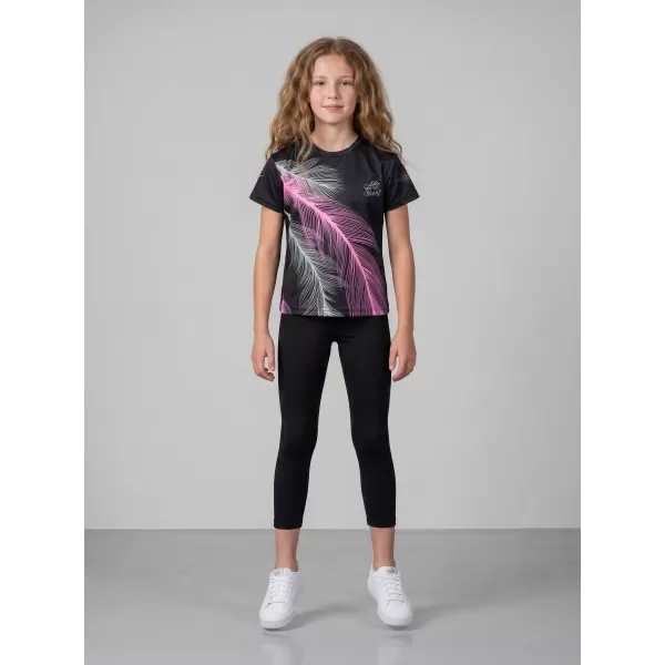  Tricou funcțional premium pentru copii ALTISPORT VOJ/ALK001TR01 NEGRU/ROZ DESCHIS 