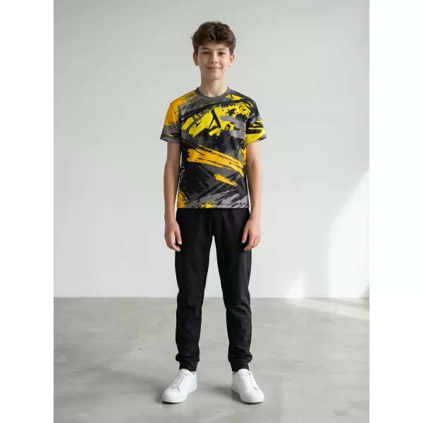  Tricou funcțional premium pentru copii ALTISPORT VOJ/ALK014TR01 NEGRU SI GALBEN 