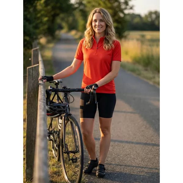  Tricou de ciclism pentru femei ALTISPORT NoPrint NP/ALW115NJ PORTOCALIU STRĂLUCITOR 