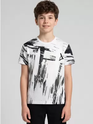 Tricou funcțional premium pentru copii ALTISPORT VOJ/ALK010TR01 ALB/NEGRU