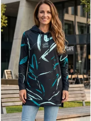 Hanorac prelungit funcțional pentru femei premium ALTISPORT VOJ/ALW049MI03 NEGRU ȘI ALBASTRU