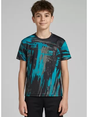 Tricou funcțional premium pentru copii ALTISPORT VOJ/ALK010TR01 NEGRU/SMARALD