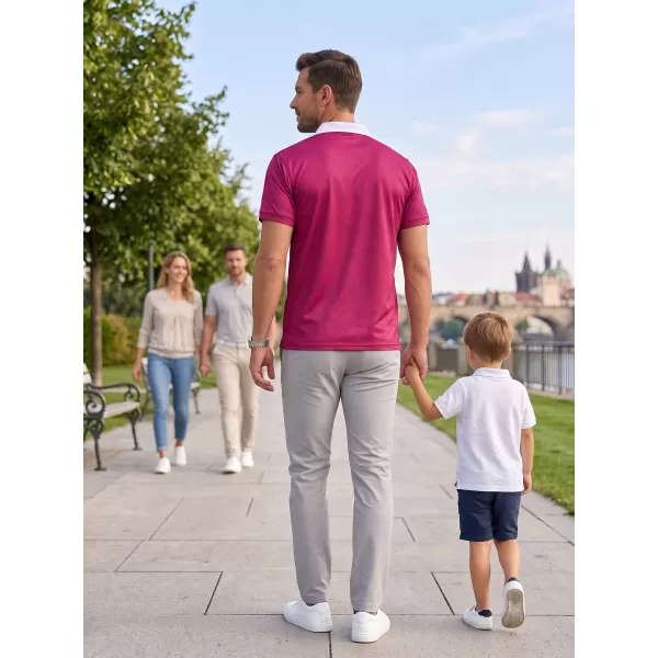  Tricou funcțional pentru bărbați cu guler premium ALTISPORT VOJ/ALM050TR05 BURGUNDIA 