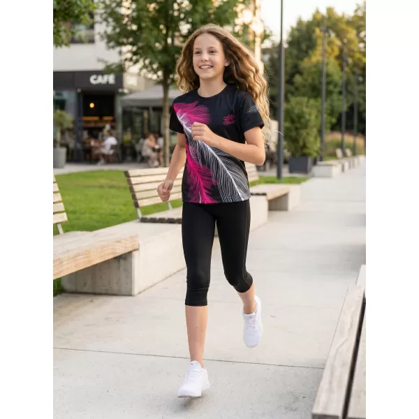  Tricou funcțional premium pentru copii ALTISPORT VOJ/ALK001TR01 NEGRU/ROZ 