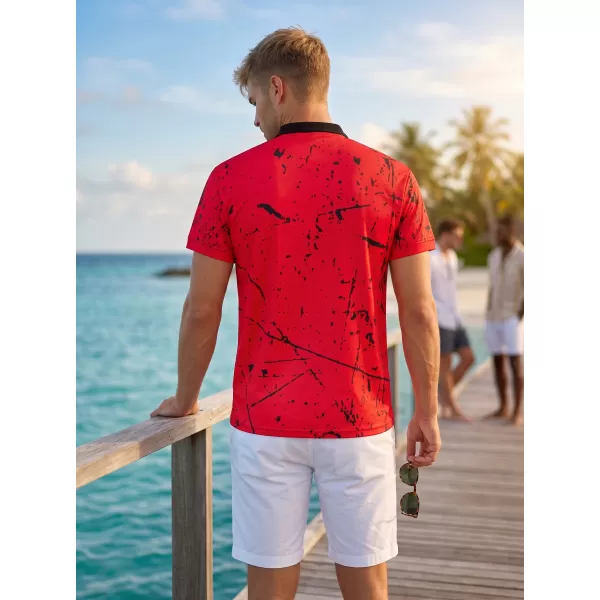 Tricou funcțional pentru bărbați cu guler premium ALTISPORT VOJ/ALM034TR05 ROŞU 