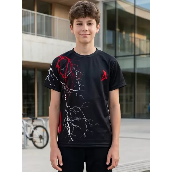  Tricou funcțional premium pentru copii ALTISPORT VOJ/ALK004TR01 NEGRU/ROSU 