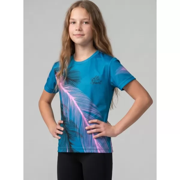  Tricou funcțional premium pentru copii ALTISPORT VOJ/ALK001TR01 BENZINĂ/ROZ DESCHIS 