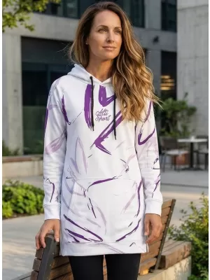 Hanorac prelungit funcțional pentru femei premium ALTISPORT VOJ/ALW049MI03 ALB/VIOLET