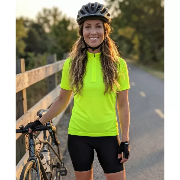  Tricou de ciclism pentru femei ALTISPORT NoPrint NP/ALW115NJ GALBEN STRĂLUCITOR 