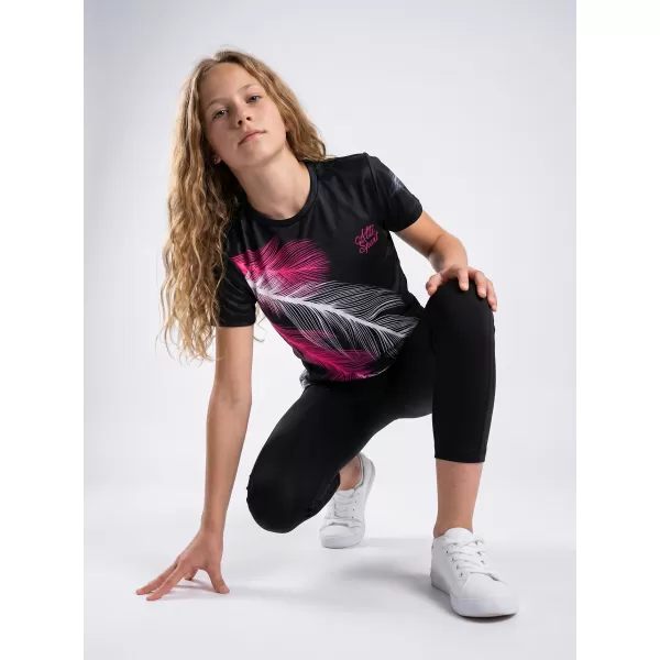  Tricou funcțional premium pentru copii ALTISPORT VOJ/ALK001TR01 NEGRU/ROZ 