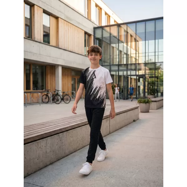  Tricou funcțional premium pentru copii ALTISPORT VOJ/ALK006TR01 ALB-NEGRU 
