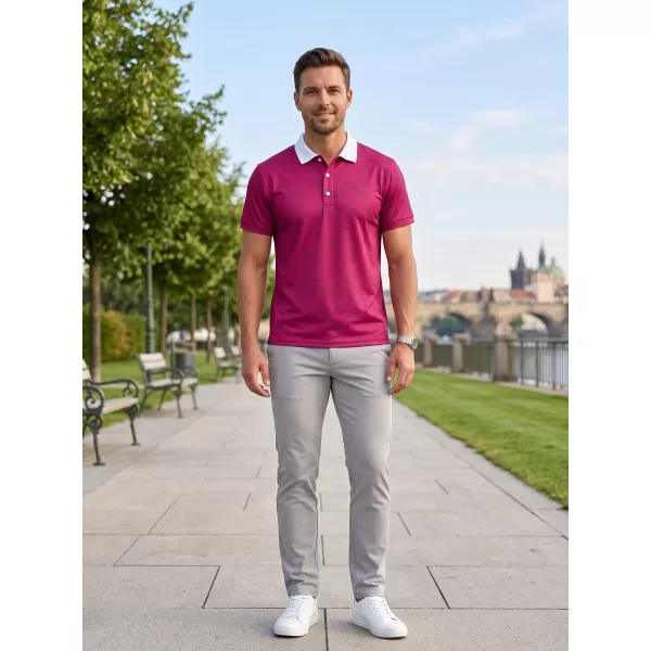  Tricou funcțional pentru bărbați cu guler premium ALTISPORT VOJ/ALM050TR05 BURGUNDIA 