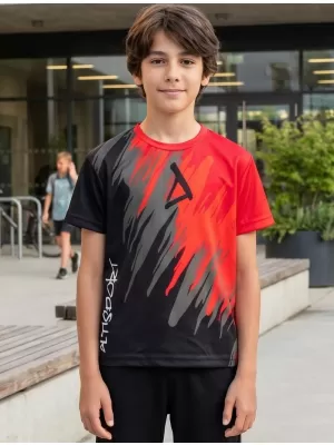Tricou funcțional premium pentru copii ALTISPORT VOJ/ALK006TR01 NEGRU/ROSU
