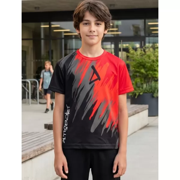  Tricou funcțional premium pentru copii ALTISPORT VOJ/ALK006TR01 NEGRU/ROSU 