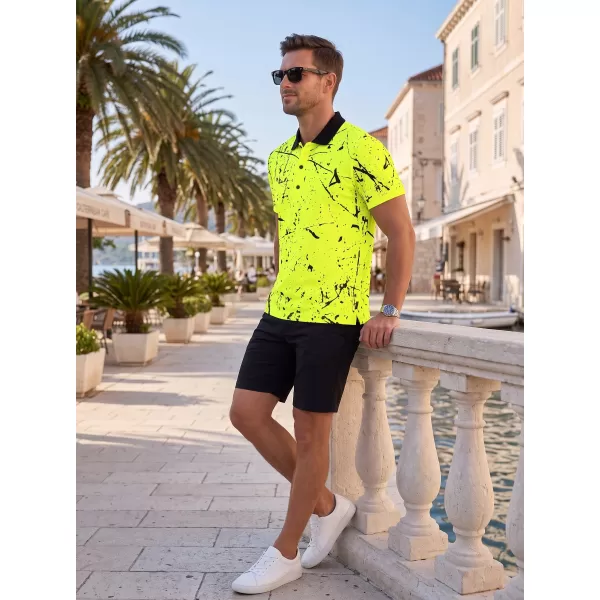  Tricou funcțional pentru bărbați cu guler premium ALTISPORT VOJ/ALM034TR05 GALBEN NEON 
