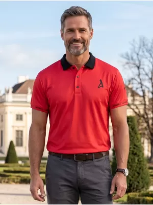 Tricou funcțional pentru bărbați cu guler premium ALTISPORT VOJ/ALM000TR05 ROŞU