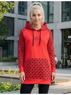 Hanorac prelungit funcțional pentru femei premium ALTISPORT VOJ/ALW048MI03 ROȘU ȘI NEGRU