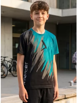 Tricou funcțional premium pentru copii ALTISPORT VOJ/ALK006TR01 NEGRU/KEROSEN