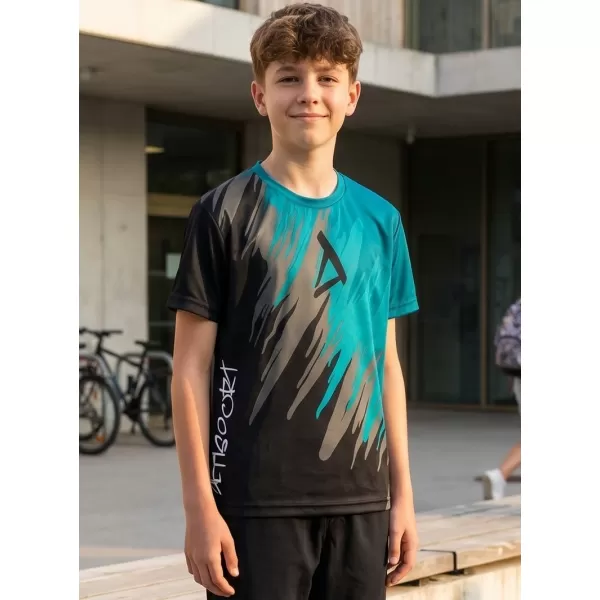  Tricou funcțional premium pentru copii ALTISPORT VOJ/ALK006TR01 NEGRU/KEROSEN 