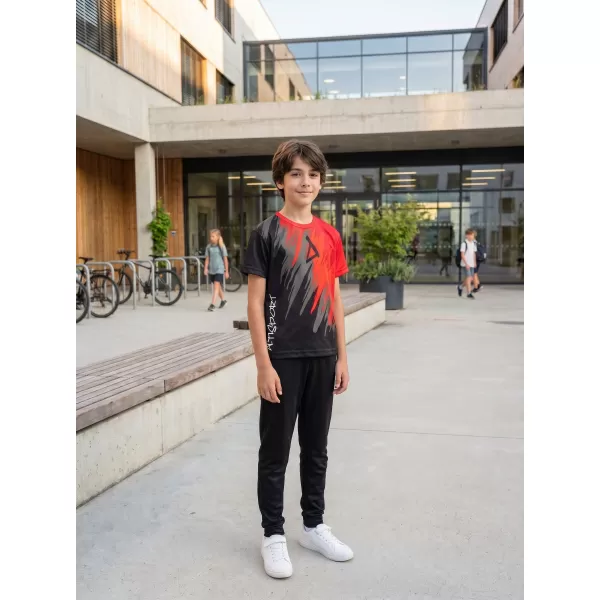  Tricou funcțional premium pentru copii ALTISPORT VOJ/ALK006TR01 NEGRU/ROSU 
