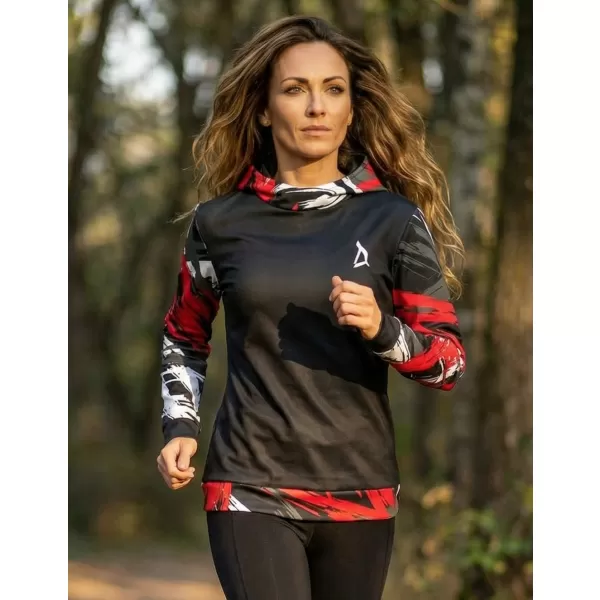  Hanorac funcțional premium pentru femei ALTISPORT VOJ/ALW039MI01 NEGRU/ROSU 